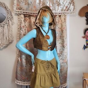 Free People Olive Green Lace Up Mini